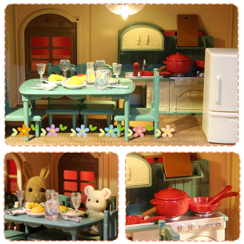 Meubles miniatures forêt, cuisine familiale, jouet, Table à manger, accessoires pour maison de poupé