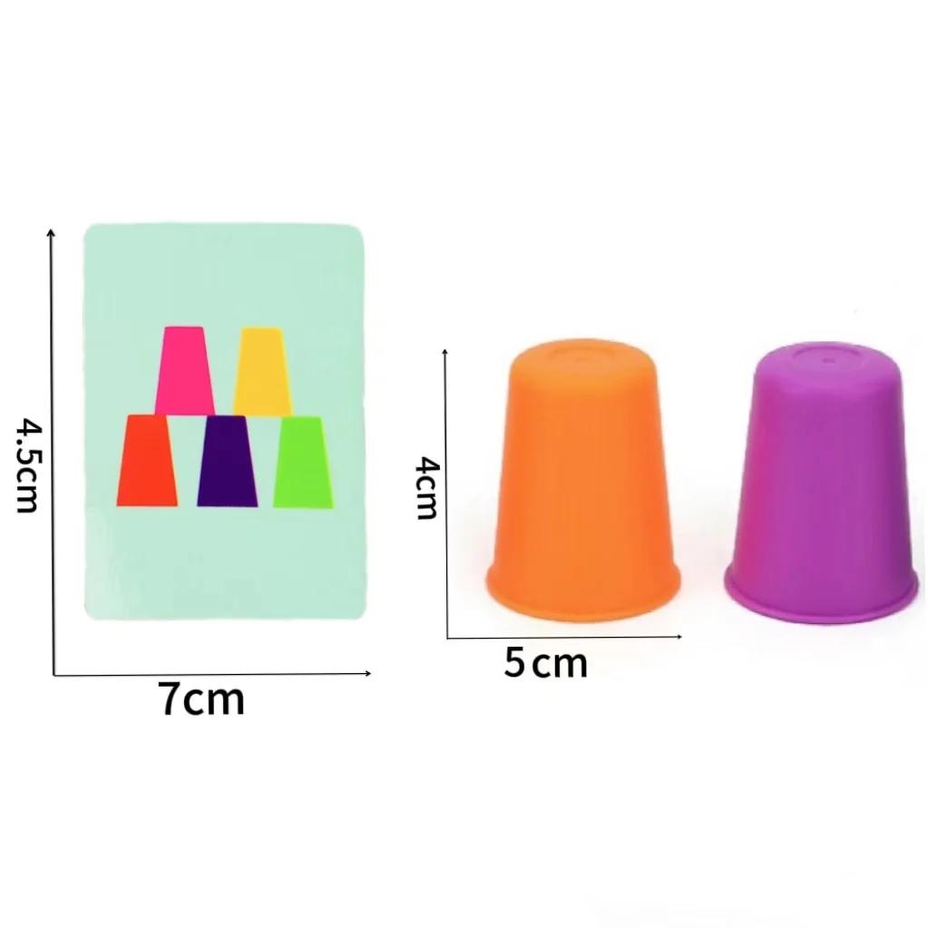 Jouets Montessori, Mini jeu de tasse empilable avec carte, illumination intellectuelle éducative, Co