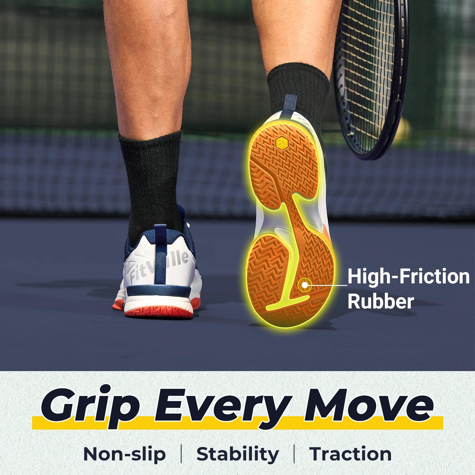 FitVille chaussures de Tennis larges pour hommes chaussures de Pickleball léger respirant toutes les