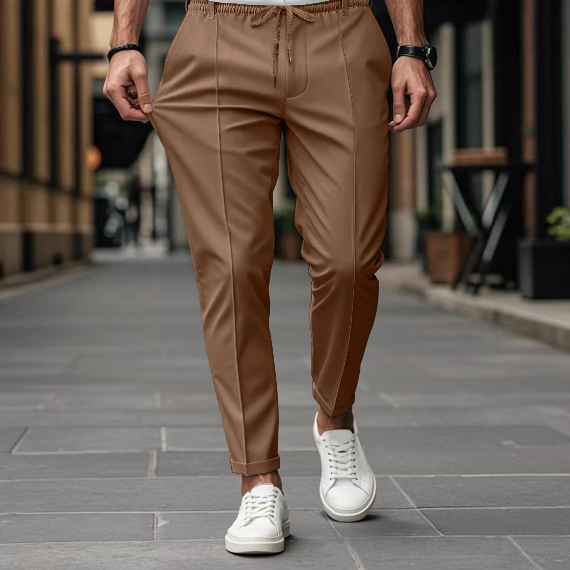 Pantalon à jambes droites de haute qualité pour hommes, couleur unie, le nouveau Style d'été est à l