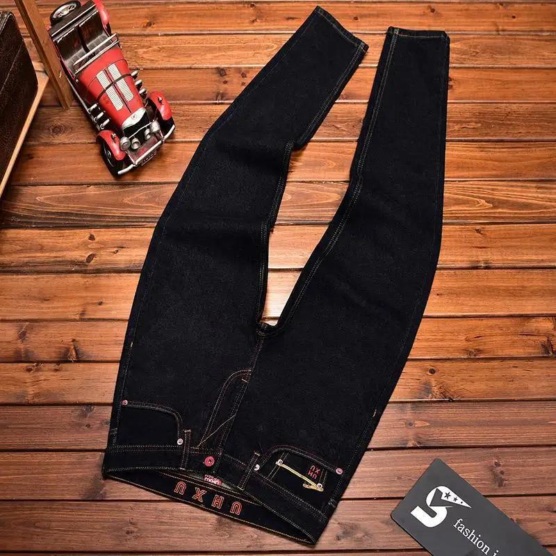 Jean classique pour hommes avec broderie, coupe droite, légèrement ample, nouveau pantalon Long haut