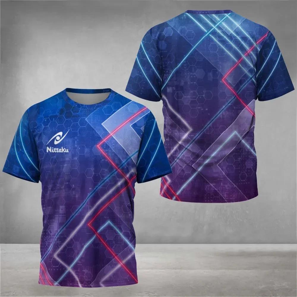 T-shirt de tennis de table Nittaku pour hommes, imprimé Victory Light, T-shirt de sport d'été pour h