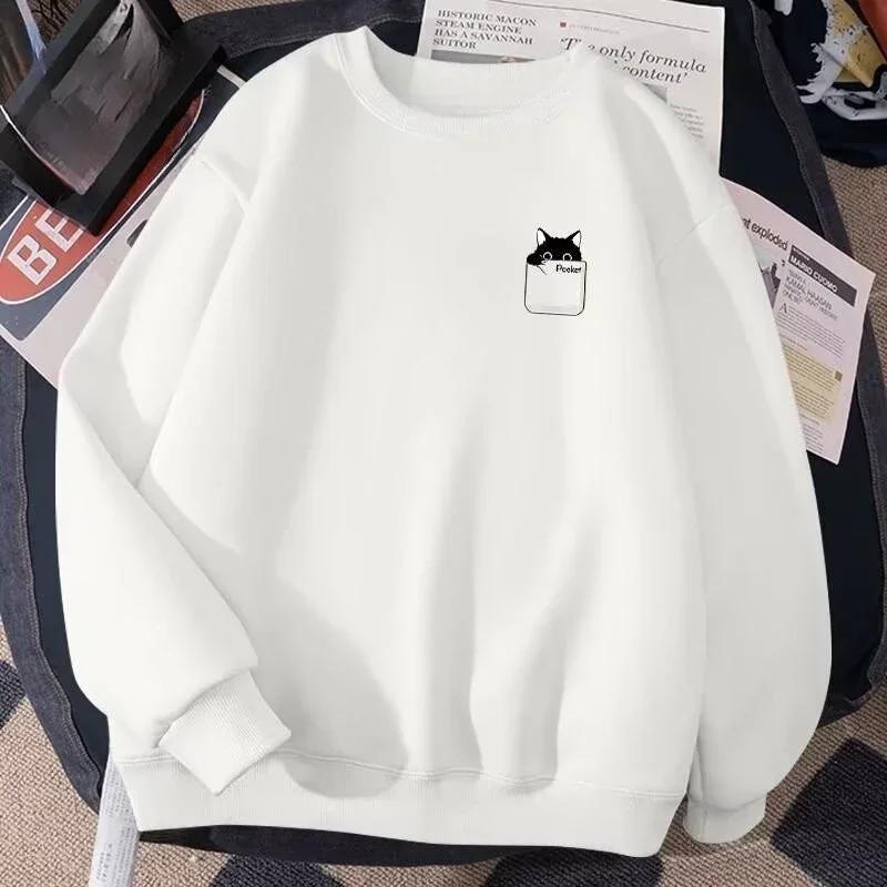 Petite boîte en papier chat noir imprimé M-8XL mâle trop résistant mode manches longues Couple vêtem