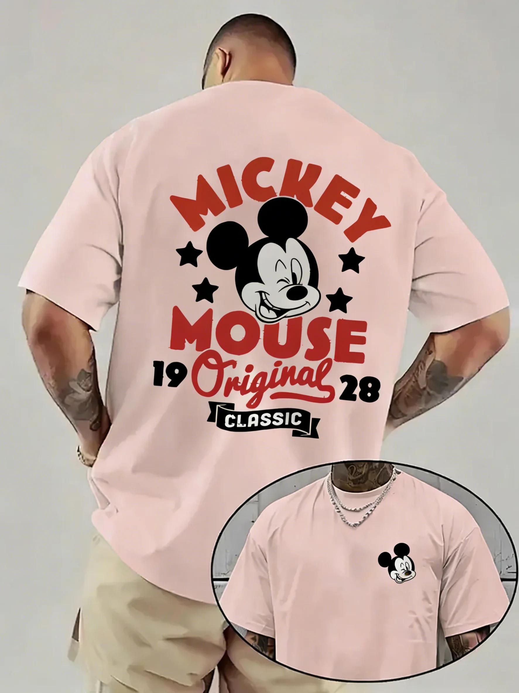 T-shirt imprimé Disney Mickey Mouse pour homme, tendance streetwear décontracté Y2K, manches courtes