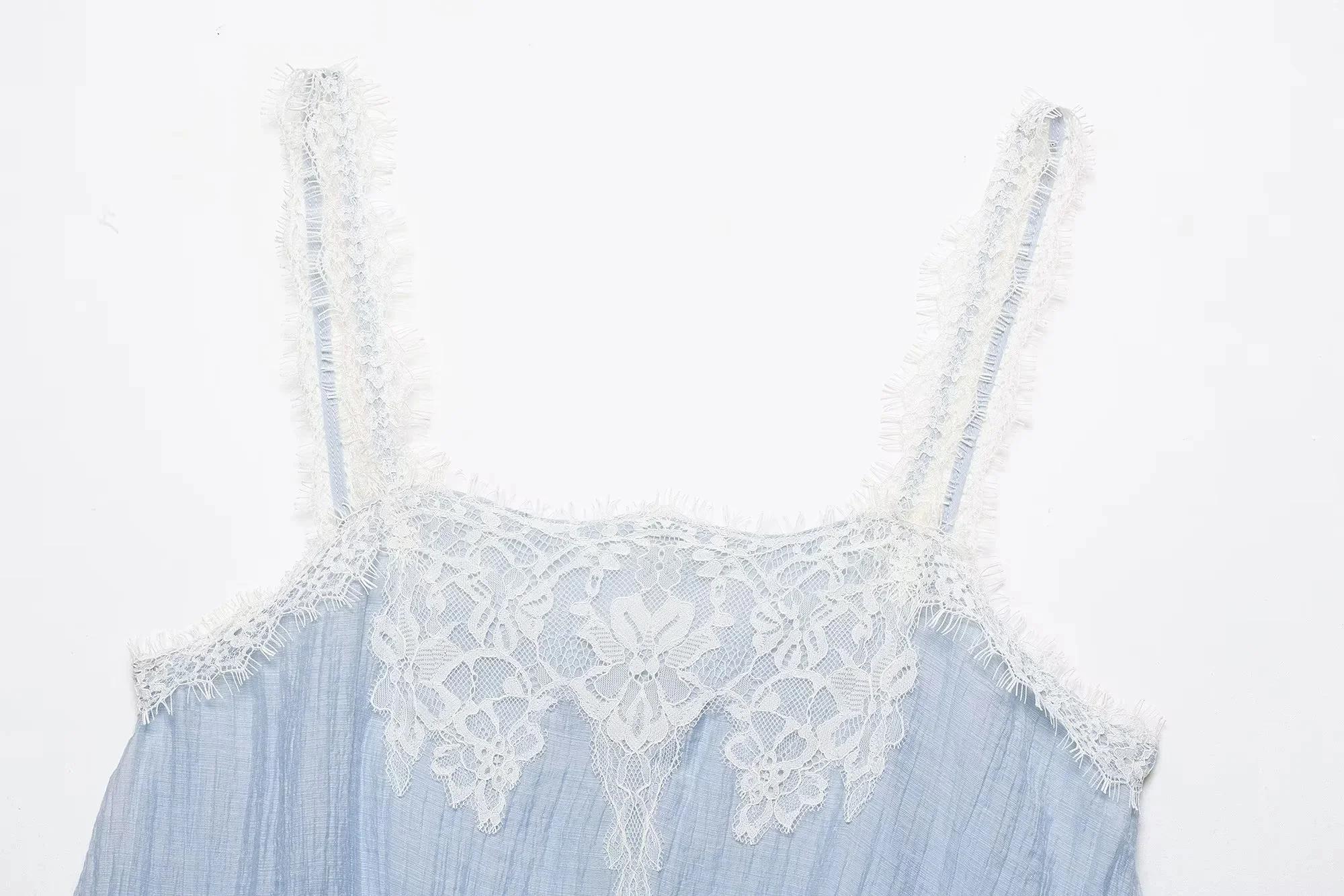KONDALA Ensemble Jupe Chic et Sexy pour Femme, Haut Caraco en Dentelle et Jupe Longue Droite, Tendan