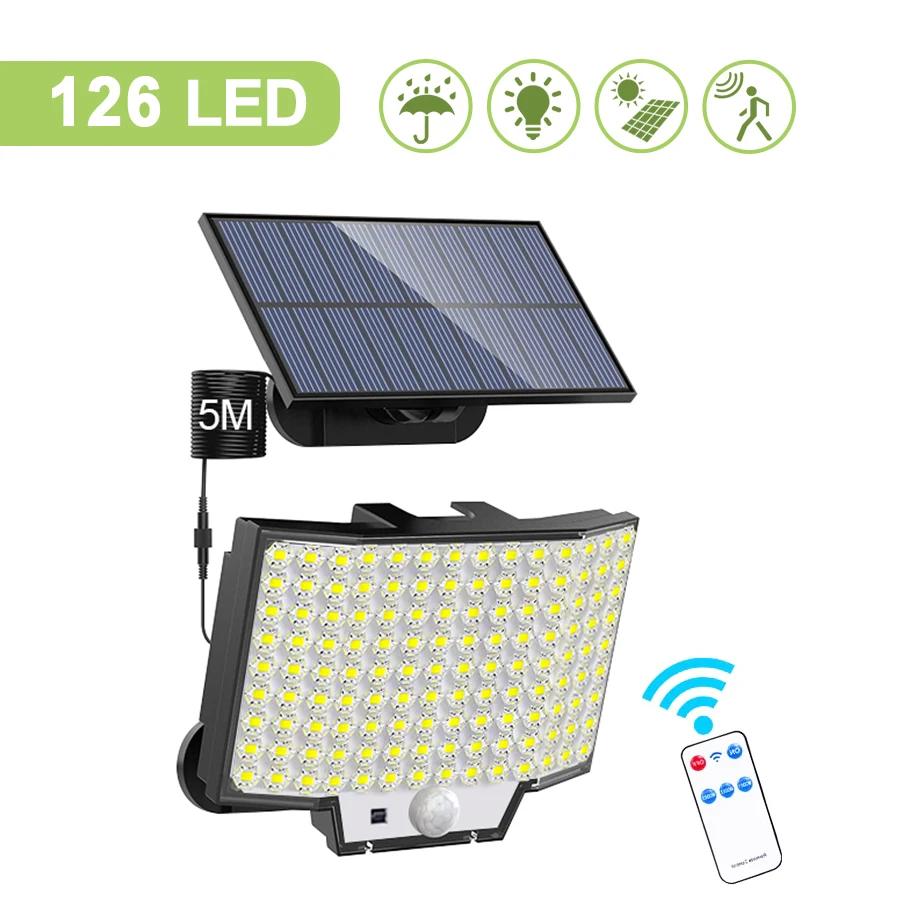 348LED lampe solaire lumière de sécurité extérieure avec capteur de mouvement étanche 126/328LED pro