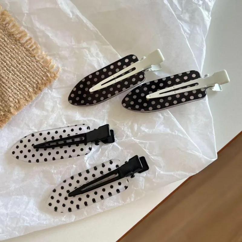 Pinces à cheveux Vintage à pois noirs et blancs, épingles à cheveux à la mode Y2K, Barrettes coréenn
