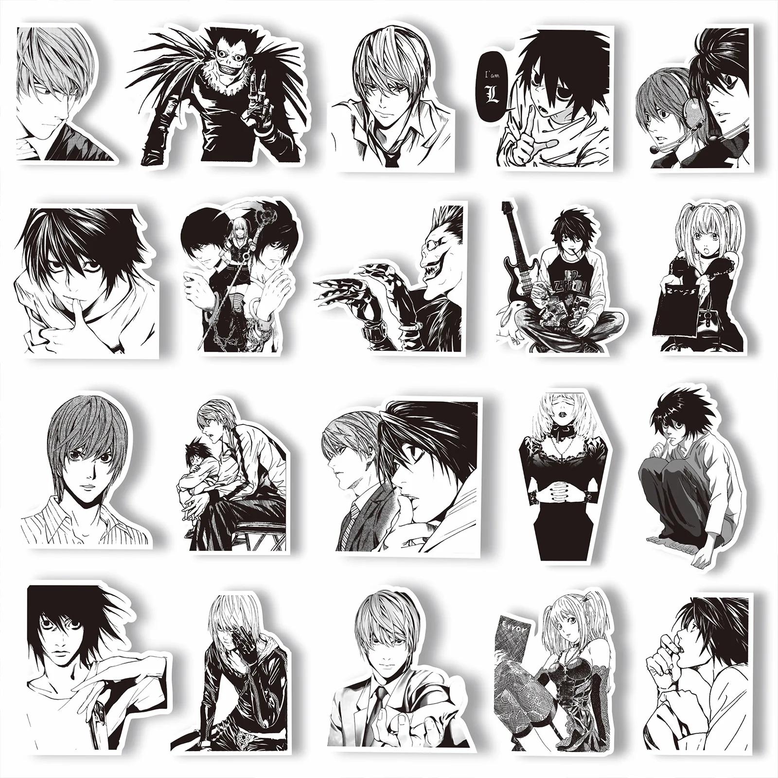 65 pièces Anime Death Note autocollants noir blanc décalcomanies Scrapbook bagages ordinateur portab