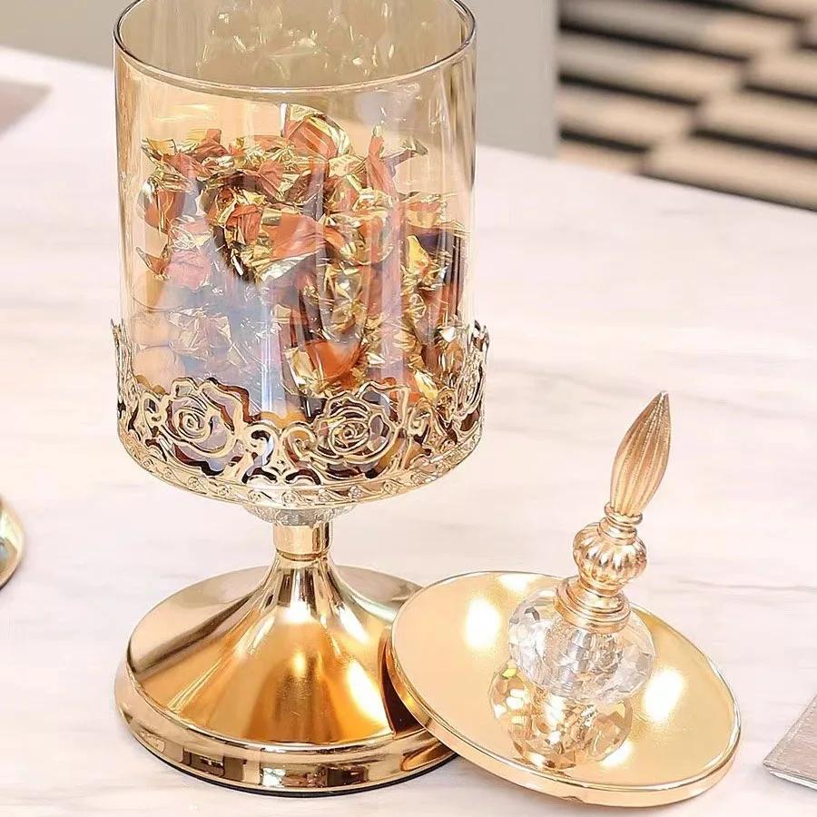 Pot de rangement en verre cristal de luxe léger avec couvercle, style européen et américain, pour ta