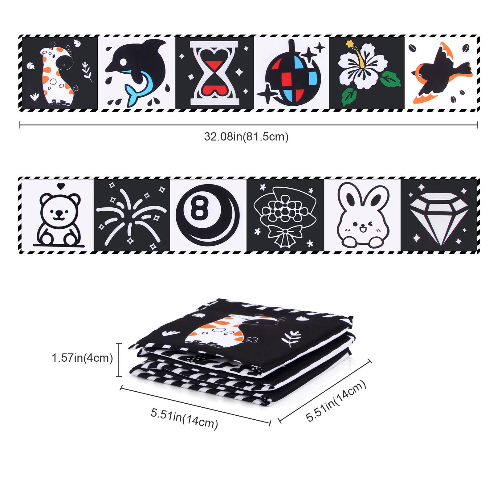 Livre en tissu pour bébé, jouets pour bébé à contraste élevé, jouets pour berceau pour nouveau-nés 0