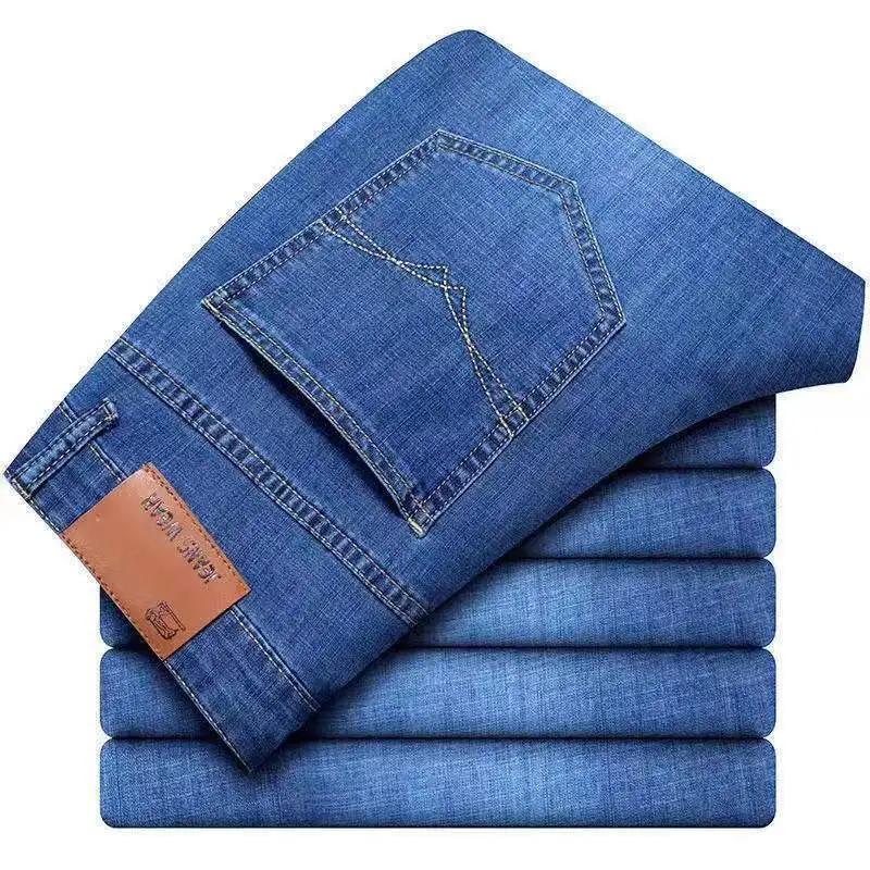 Jeans confortables et souples pour homme, style business ou motard, pour l'automne, classiques noirs