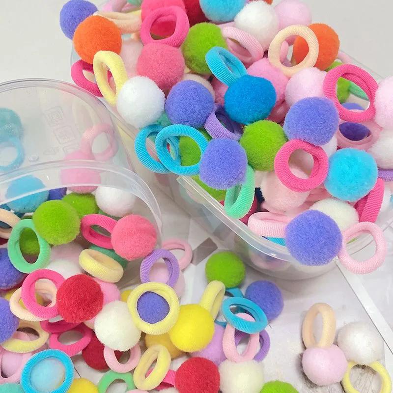 Bandes de cheveux élastiques en peluche colorées pour filles, 20 pièces, attaches queue de cheval po