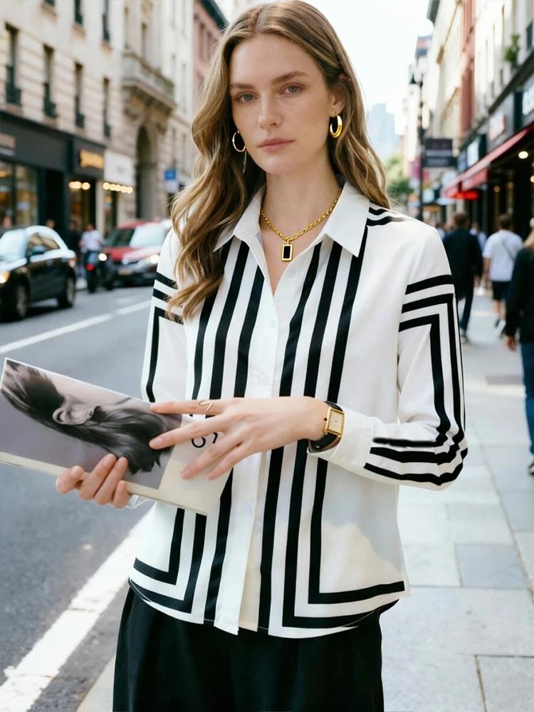 Mode impression dames chemises femmes Blouses printemps automne à manches longues dessus de chemise 