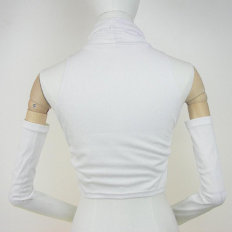 Femme vêtements automne 2025 débardeur manches couverture sans manches plis latéraux col roulé T-shi
