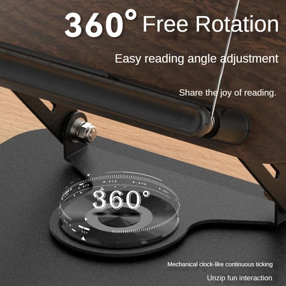 Support de livre pour la lecture, support de livre réglable avec 360 °   Support de livre de cuisine