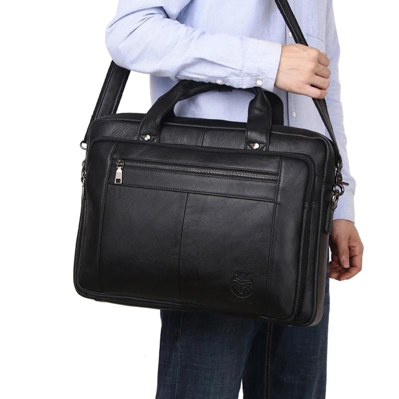 SCHLATUM Sac d'ordinateur de bureau en cuir véritable pour hommes, Porte-documents d'affaires, sacs 