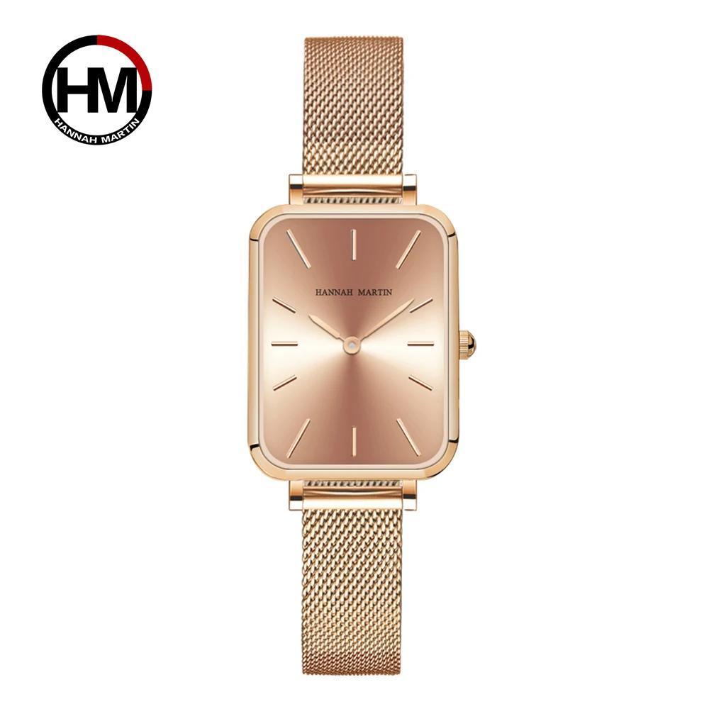 Rectangle ultra-mince nordique Style Simple japon mouvement à Quartz mode acier inoxydable maille ar