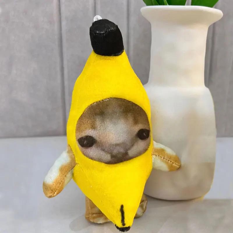 Pendentif poupée chat banane 17cm, porte-clés vocal pleurant, chat banane heureux