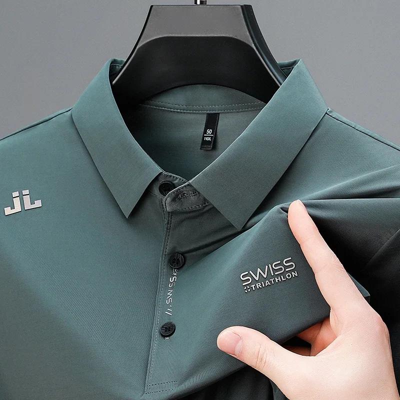 Chemise à manches courtes pour hommes, décontractée, avec Badge, Polo de couleur unie, à la mode, re