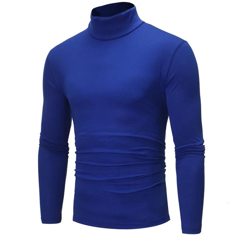 T-shirt col haut pour hommes, coupe cintrée, mode, haute élasticité, manches longues, vêtements déco