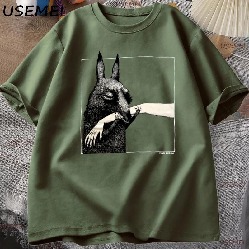 Créature drôle morsure main t-shirt amoureux des animaux t-shirt col rond coton à manches courtes t-