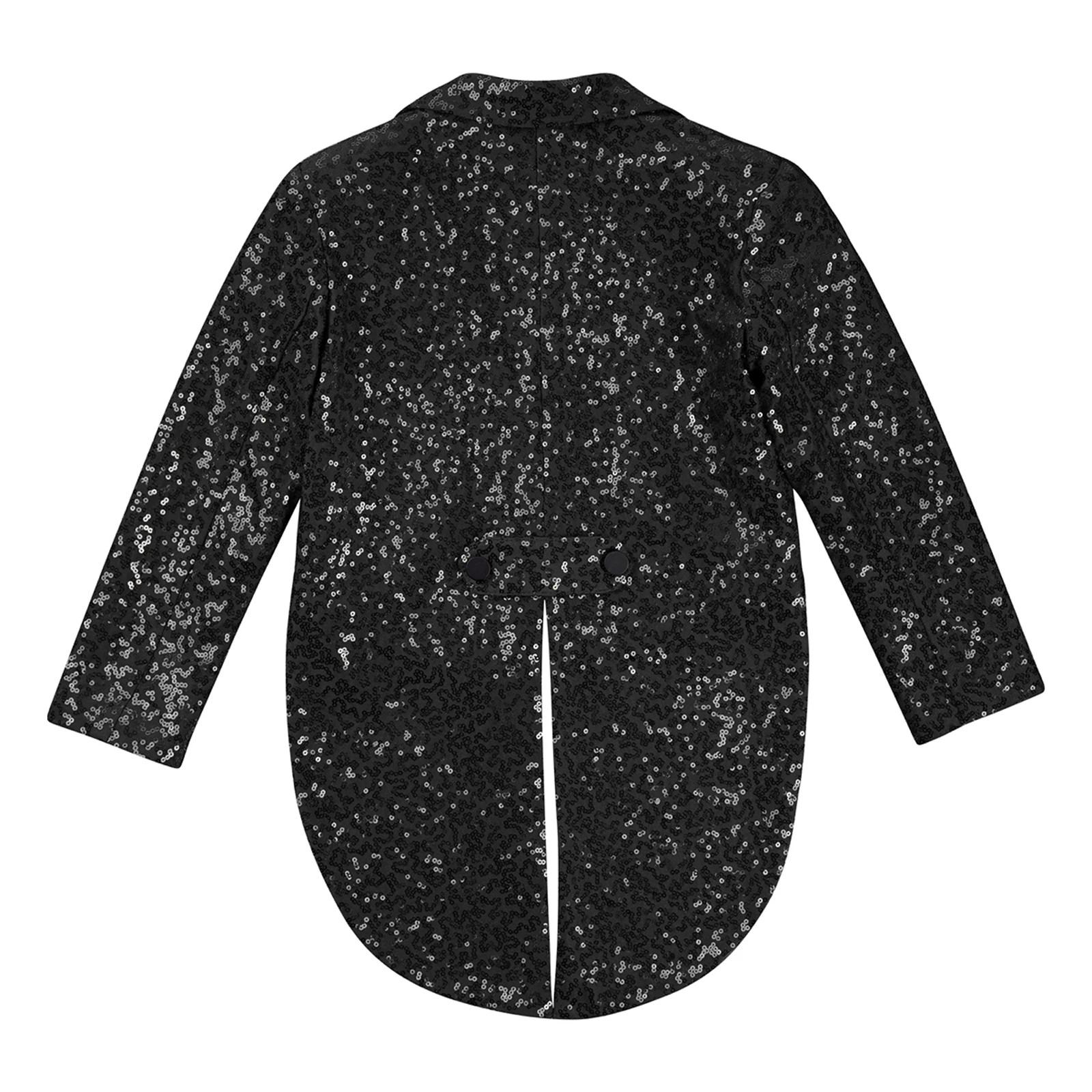 Veste de manteau à paillettes pour enfants garçons, coupe classique, smoking avec queues, Blazer bri