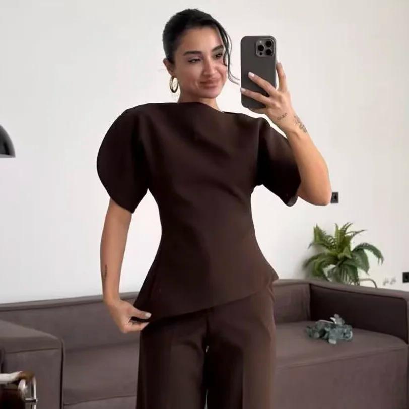 T-shirts à manches courtes bouffantes décontractés chics pour femmes, nouveaux t-shirts à manches co