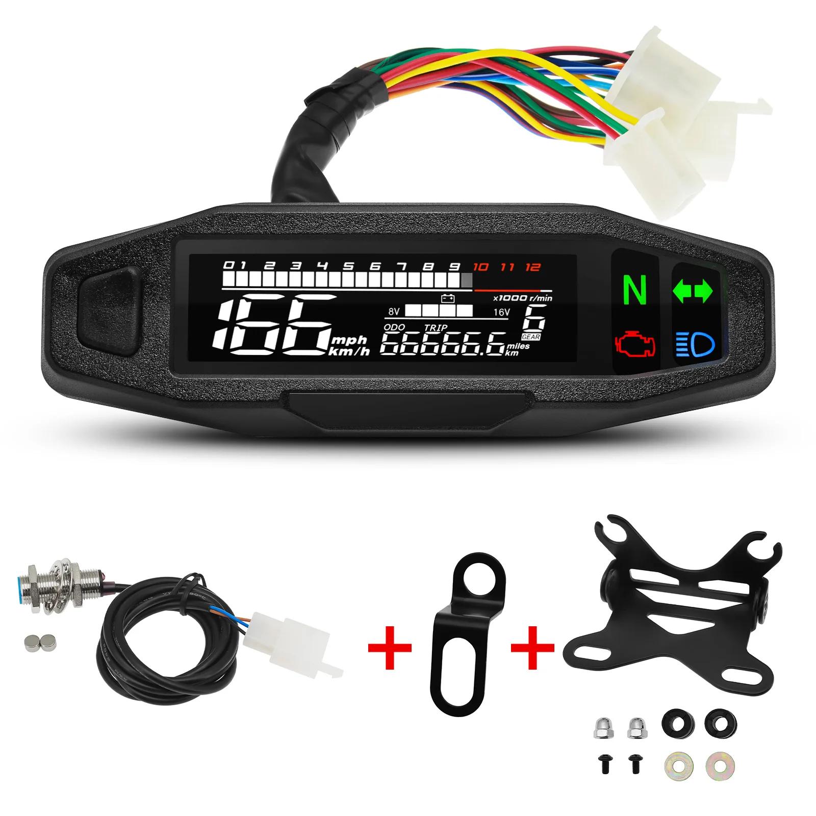 Compteur de vitesse GPS universel pour moto, tableau de bord numérique, tachymètre avec clignotant, 