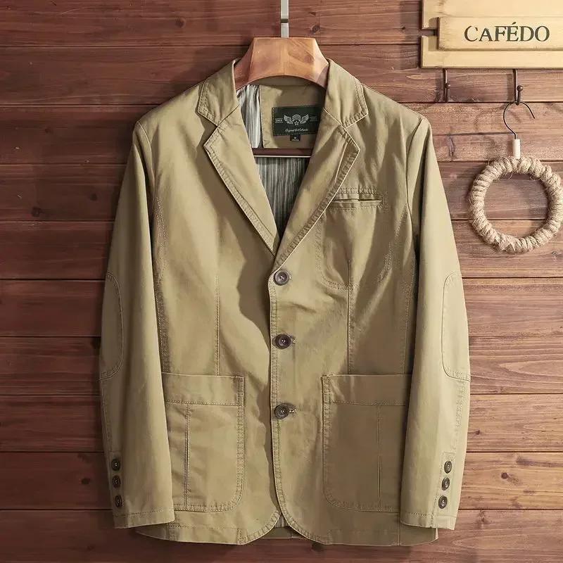 Blazer en pur coton grande taille pour homme, style italien élégant, coupe décontractée ajustée, tro