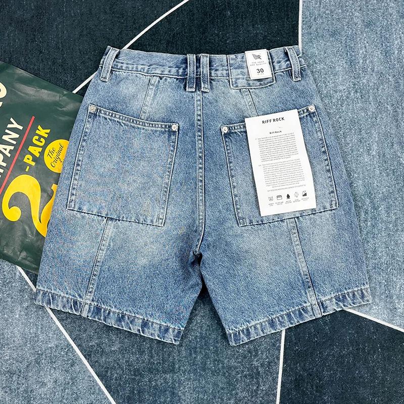 Short en jean rétro américain lourd pour hommes, nouveau pantalon capre droit et décontracté, été 20