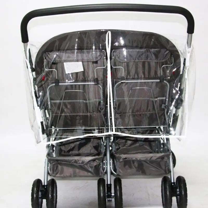 Housse pluie pour poussettes bébé, pour jumeaux, imperméable transparent, pare-vent poussière