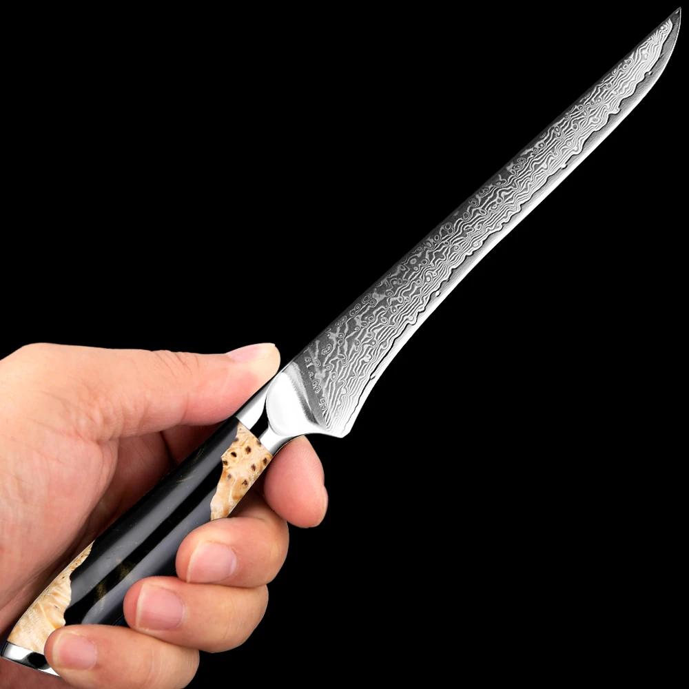 Couteau de Chef pour désosser (filet), 6 pouces, meilleur damas japonais VG10 en acier 67 couches, c