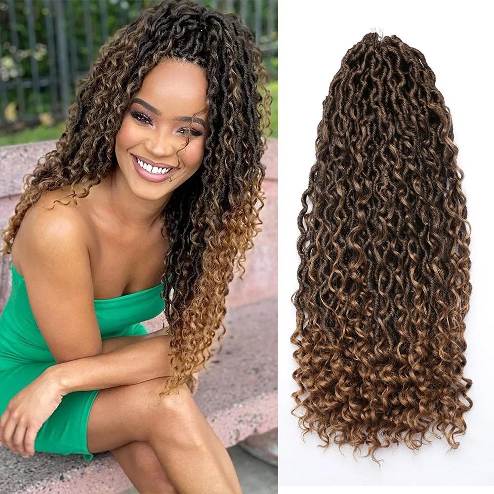 Extensions capillaires synthétiques au Crochet pour femmes, tresses bouclées, Faux Locs, noires, Hip