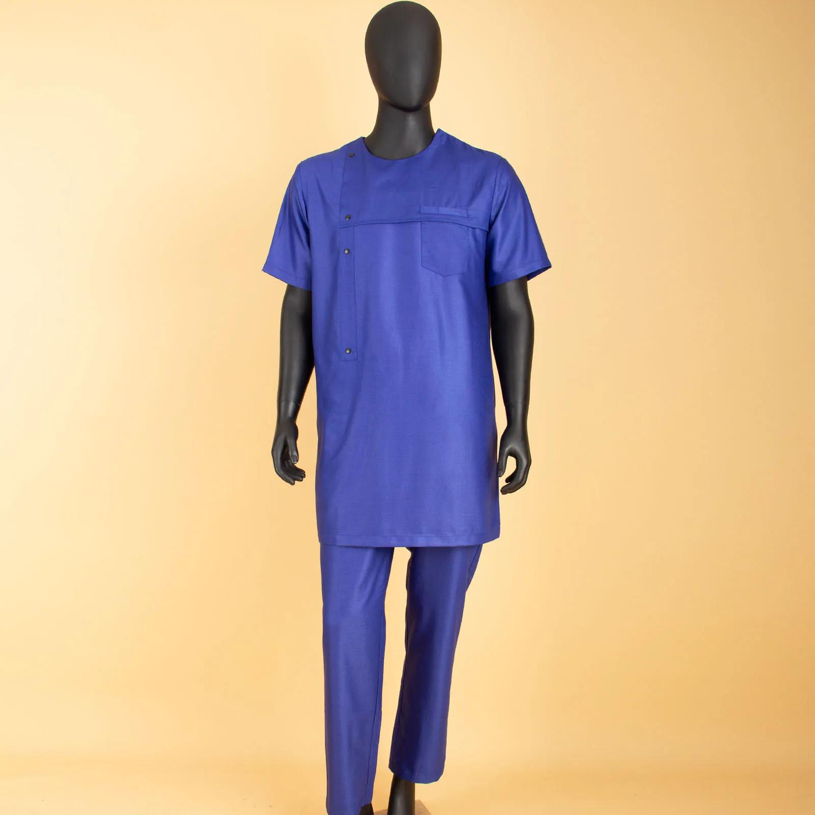2026 hommes africains vêtements Ankara pantalon ensemble Dashiki chemise 2 pièces tenue haut court t