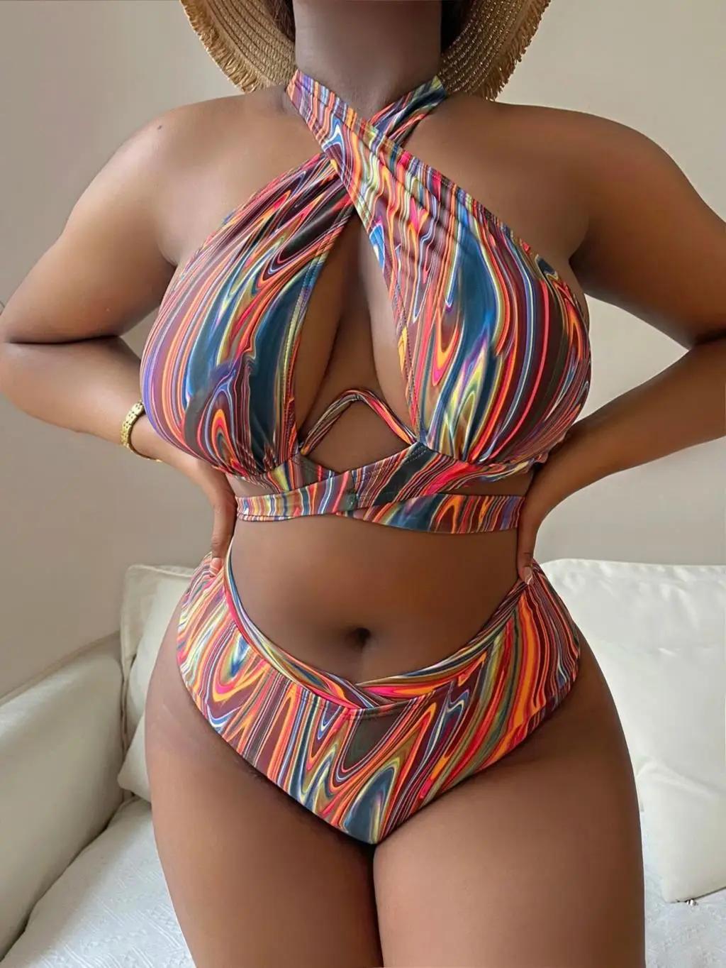 Maillot de bain imprimé push-up 2026 pour femme, grande taille, taille haute, pour la plage et la na