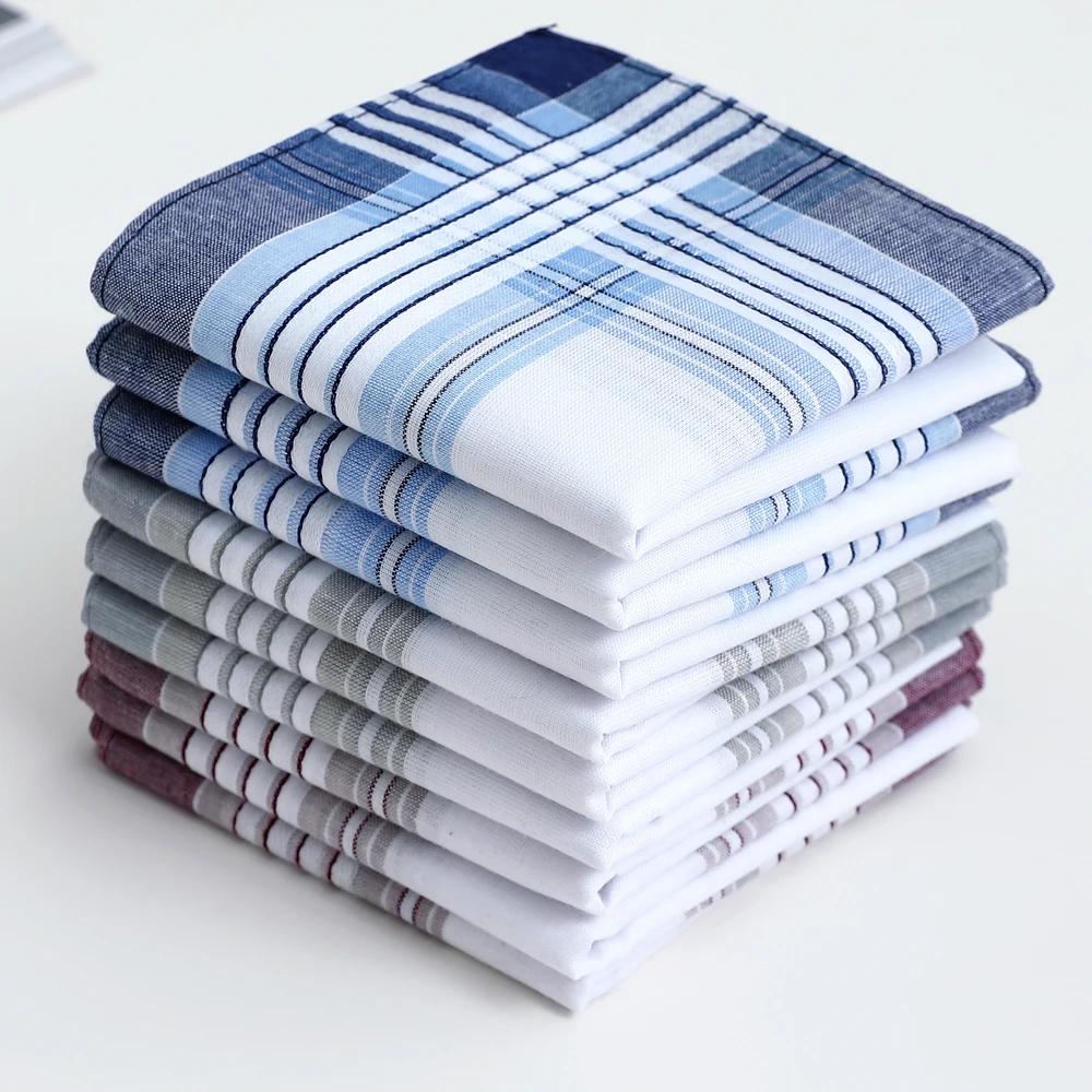 Mouchoirs en pur coton teint en fil pour hommes, mouchoirs à carreaux classiques, souvenirs du marié