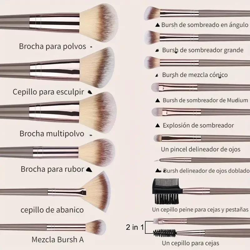 Ensemble professionnel de 3 à 20 pinceaux de maquillage doux et moelleux pour fond de teint, fard à 