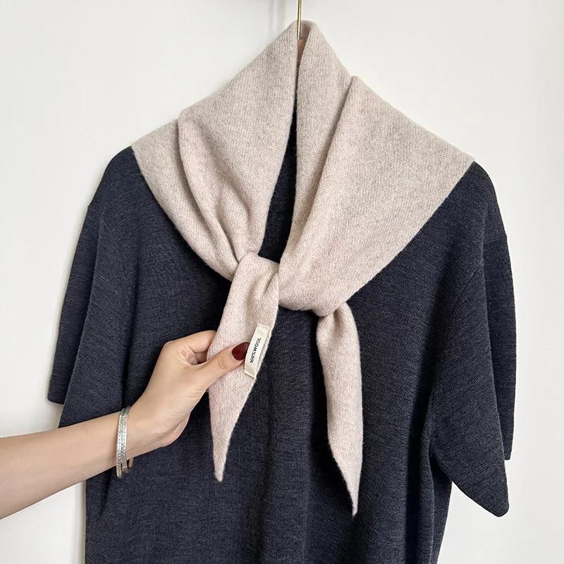 100% laine hiver écharpe pour femmes chaud triangle tricot foulards Hijab solide dame châle envelopp