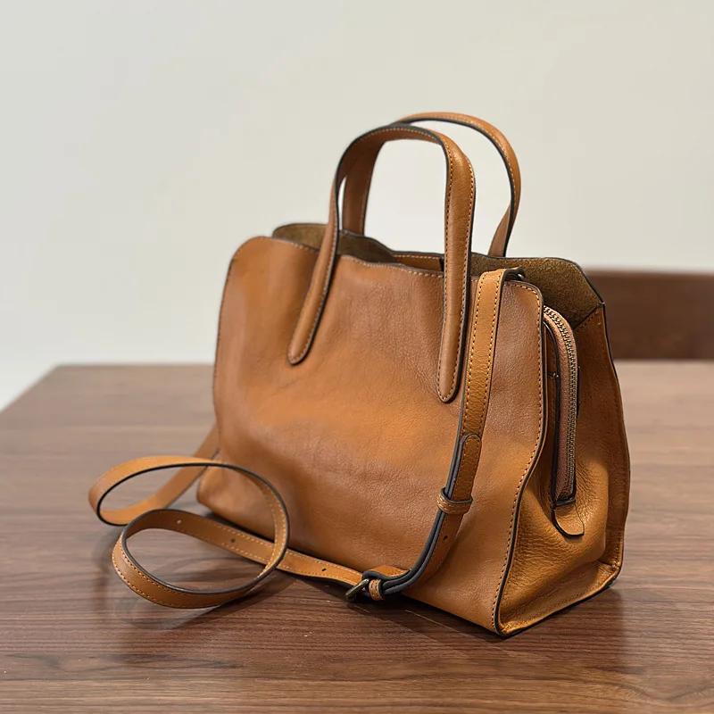 Sac à main Johnature 2026 Printemps Nouveau en cuir véritable, sac fourre-tout décontracté et polyva