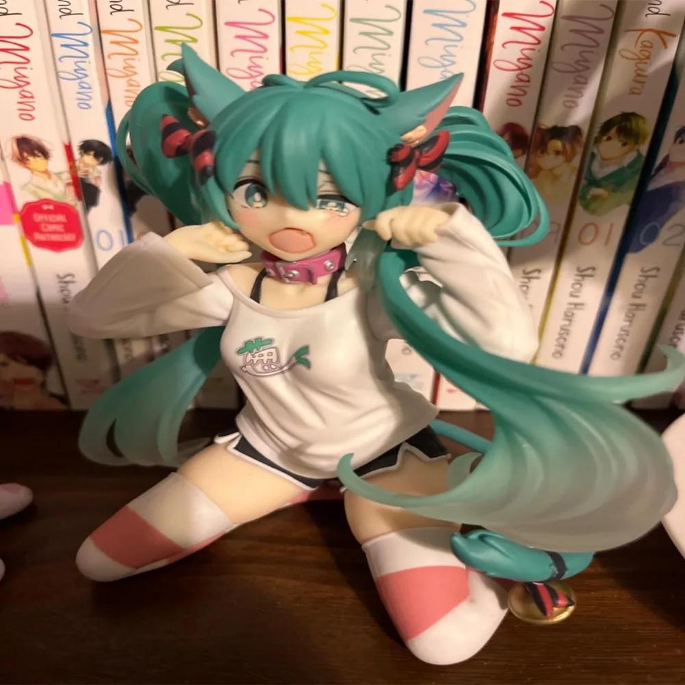 Hatsune Miku bureau figurine mignonne 11 cm Neko T-Shirt Ver. Figurine d'anime Kawaii fille modèle j