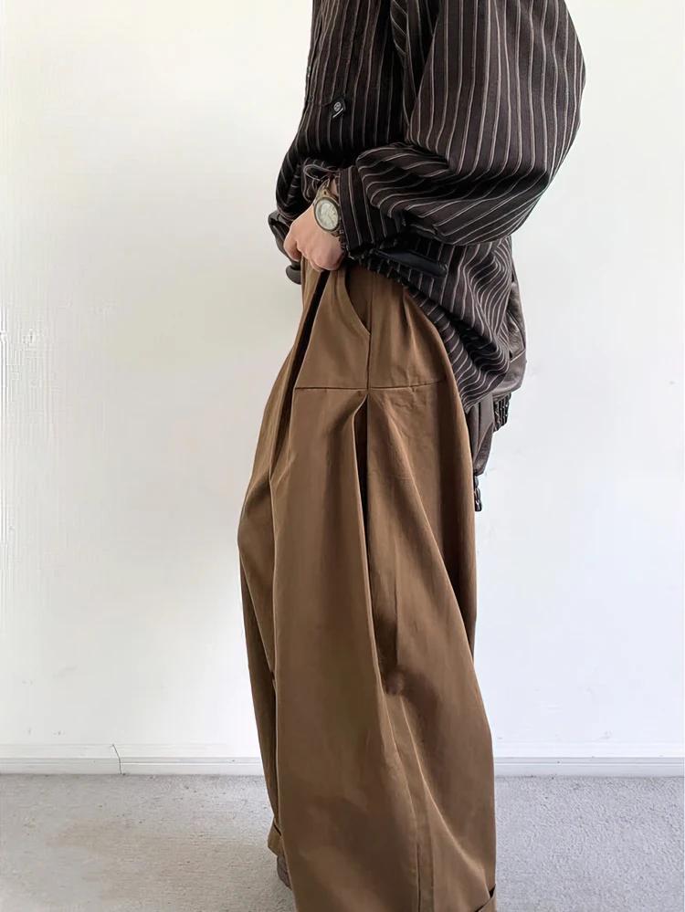 Vintage marron Baggy Cargo pantalon hommes Koraen Harajuku costume pantalon bureau pantalon décontra