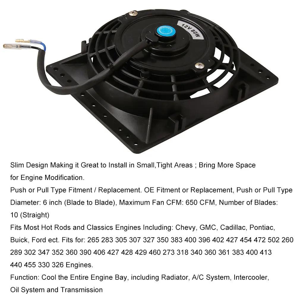 Ventilateurs de refroidissement de radiateur mince 650CFM de 6 pouces, ventilateur électrique univer