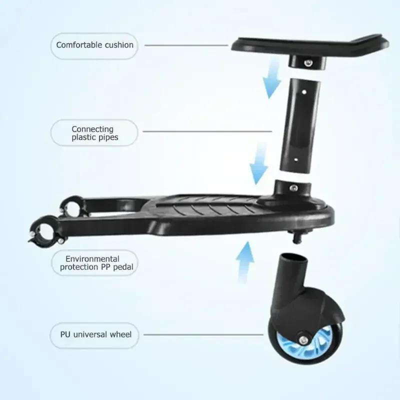 Poussette pour bébé avec adaptateur de pédale de poussette, fixation de poussette avec siège amovibl