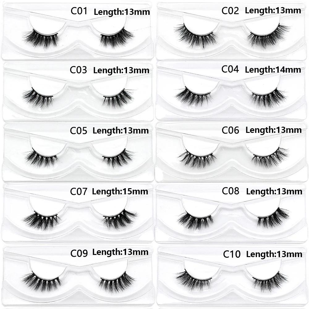 Articles en vrac 10/30/60/100 paires demi-cils de vison naturel longs moelleux vaporeux demi-cils Ex