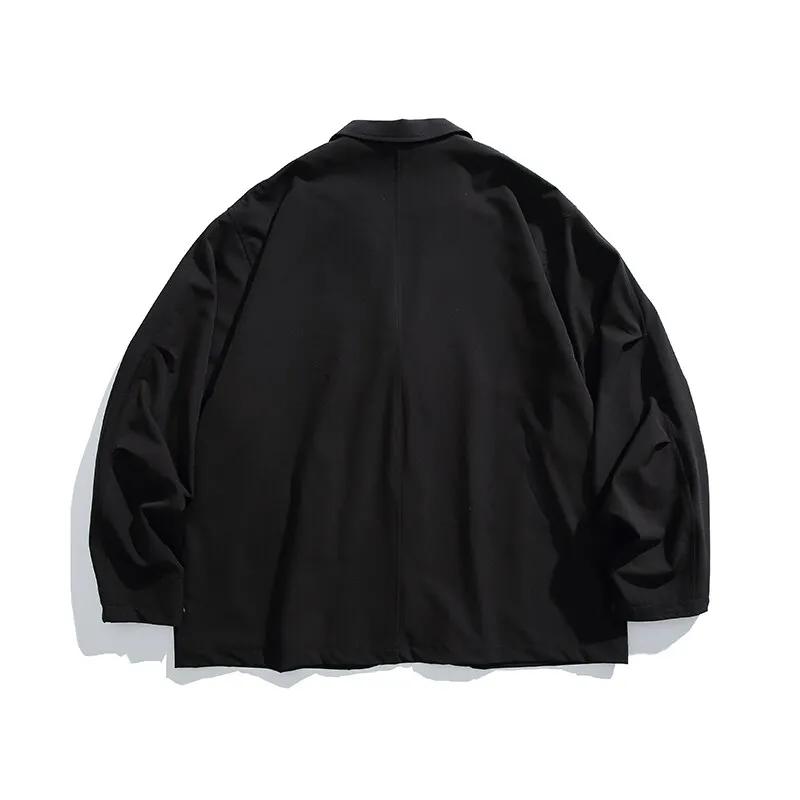 Blazer cargo surdimensionné imbibé pour hommes, streetwear décontracté, mode extérieure, Cityboy, ma