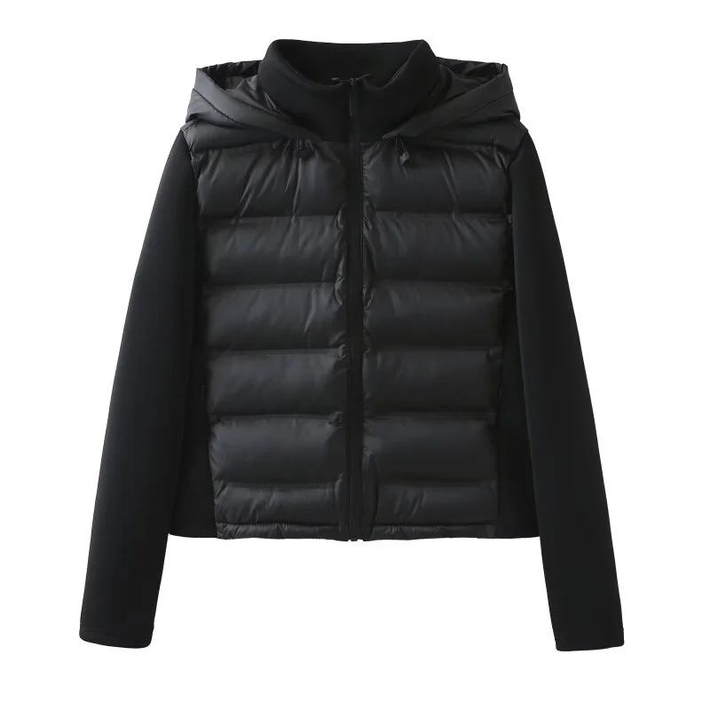 Veste matelassée légère en coton à capuche pour femme, style patchwork décontracté, idéale pour l'au