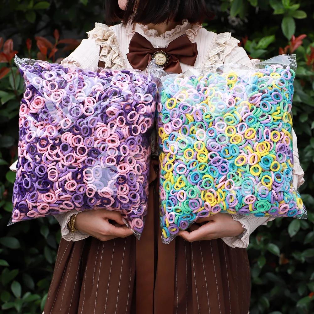 100 pièces coloré de base en Nylon élastique bandeau pour fille queue de cheval tenir Scrunchie élas