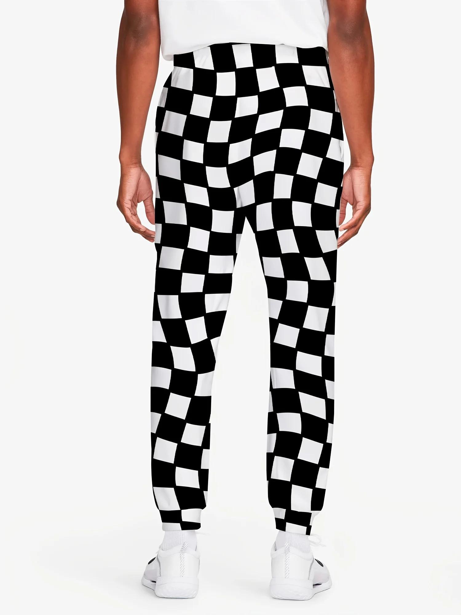 2025 pantalon à motif à carreaux pantalon de rue poches latérales pour hommes cordon élastique panta