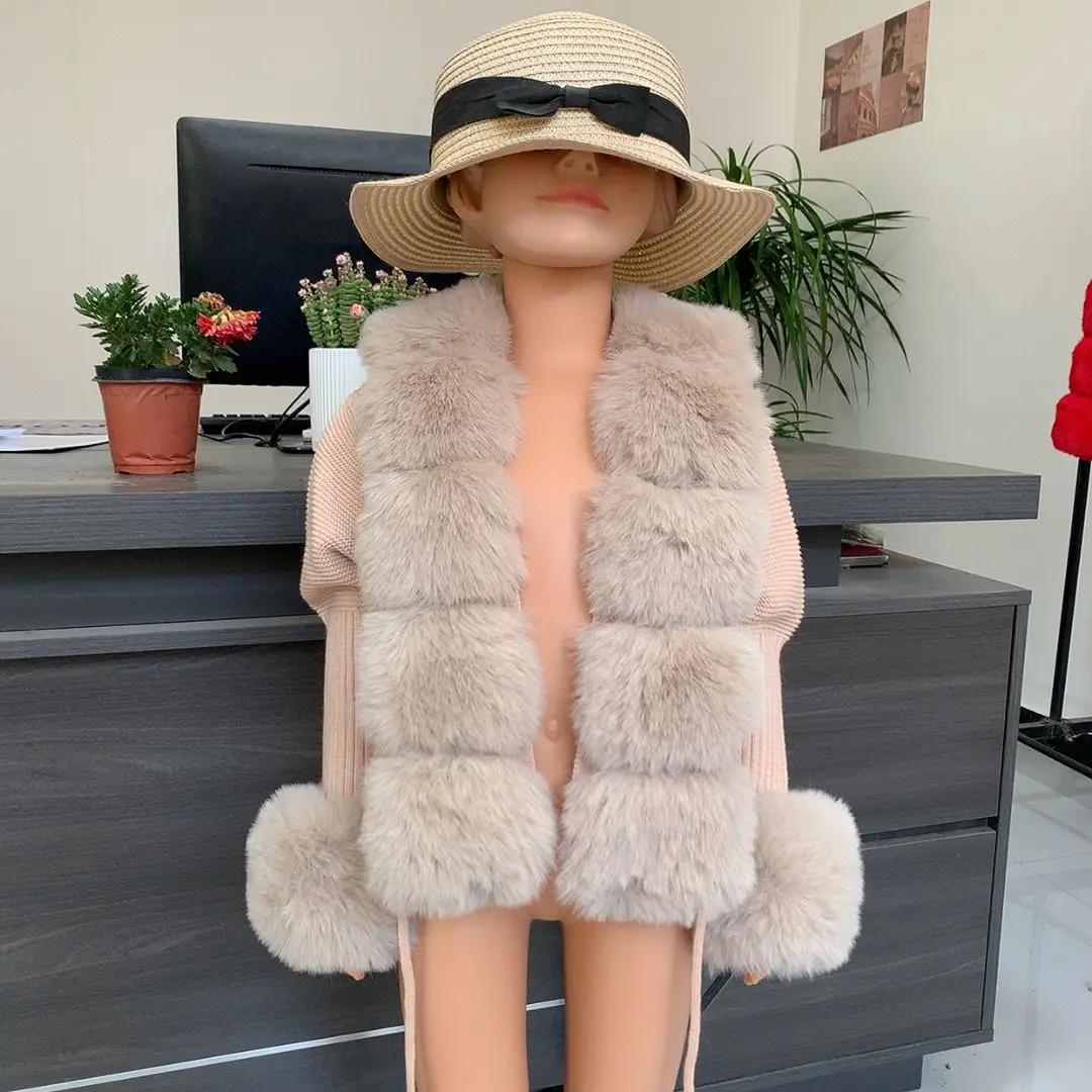 Nouveau cardigan en fausse fourrure pour enfants automne et hiver cardigan en fourrure tricotée en f