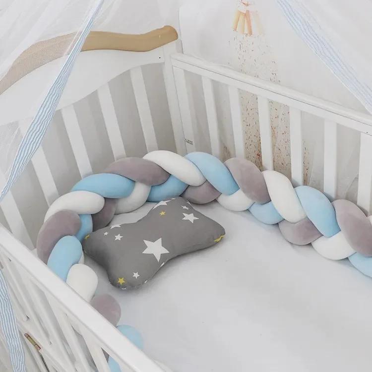 Protecteur de berceau tressé pour bébé : coussin pare-chocs 3 actions, sécurité nouveau-né 1 à 4 mois